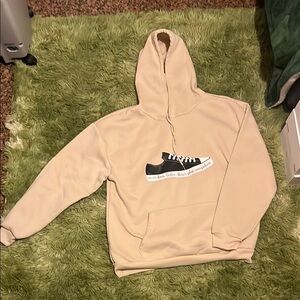 Beige Hoodie with Sneaker Graphic